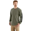 Dearborn heren T-shirt met logo, losse pasvorm, zwaar materiaal en lange armstukken