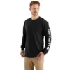 Dearborn heren T-shirt met logo, losse pasvorm, zwaar materiaal en lange armstukken