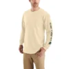 Dearborn heren T-shirt met logo, losse pasvorm, zwaar materiaal en lange armstukken