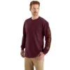 Dearborn heren T-shirt met logo, losse pasvorm, zwaar materiaal en lange armstukken