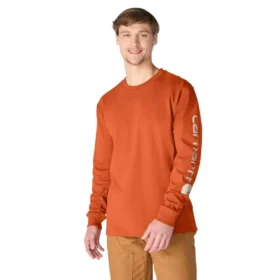 Dearborn heren T-shirt met logo, losse pasvorm, zwaar materiaal en lange armstukken
