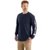Dearborn heren T-shirt met logo, losse pasvorm, zwaar materiaal en lange armstukken