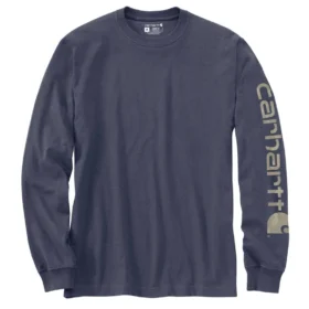 Dearborn heren T-shirt met logo, losse pasvorm, zwaar materiaal en lange armstukken