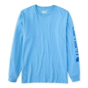 Dearborn heren T-shirt met logo, losse pasvorm, zwaar materiaal en lange armstukken