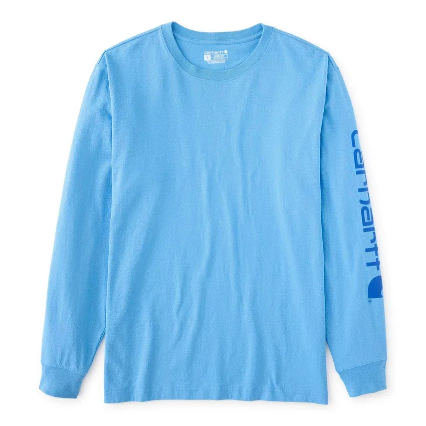 Dearborn heren T-shirt met logo, losse pasvorm, zwaar materiaal en lange armstukken