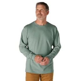 Dearborn heren T-shirt met logo, losse pasvorm, zwaar materiaal en lange armstukken