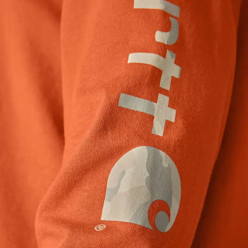 Dearborn heren T-shirt met logo, losse pasvorm, zwaar materiaal en lange armstukken