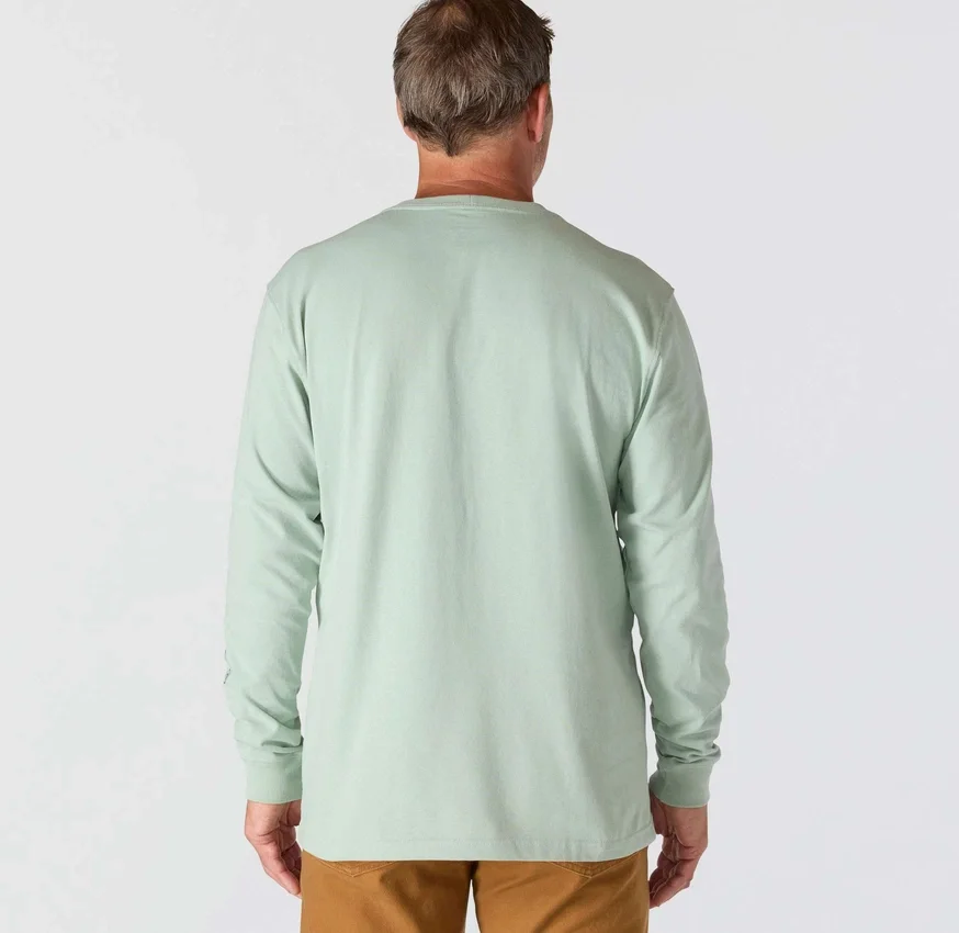 Dearborn heren T-shirt met logo, losse pasvorm, zwaar materiaal en lange armstukken