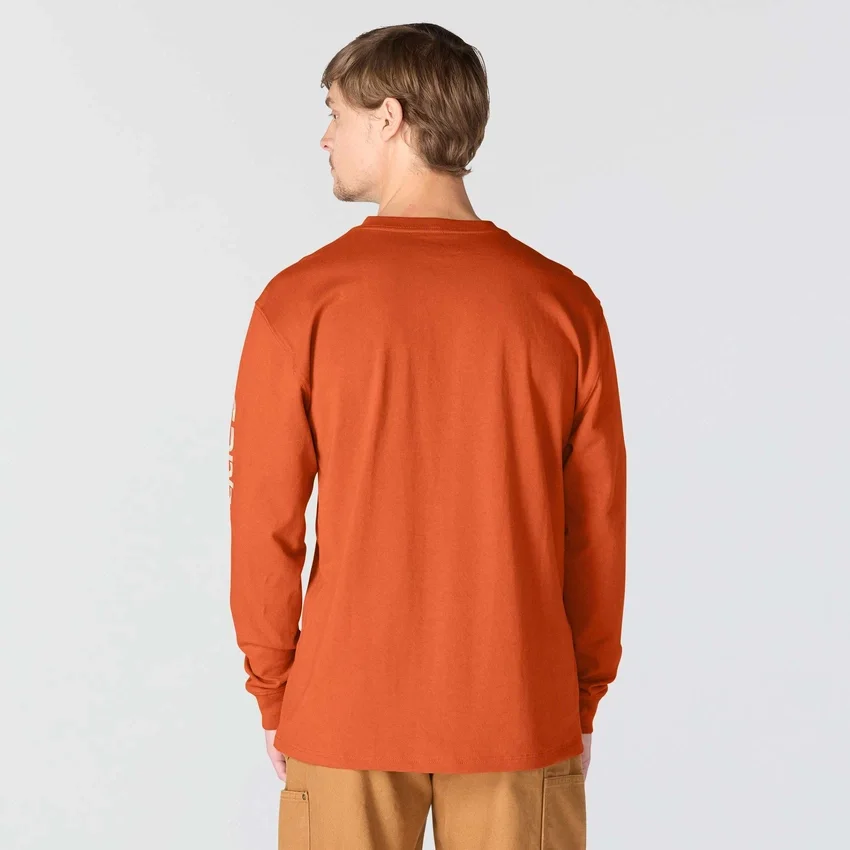 Dearborn heren T-shirt met logo, losse pasvorm, zwaar materiaal en lange armstukken