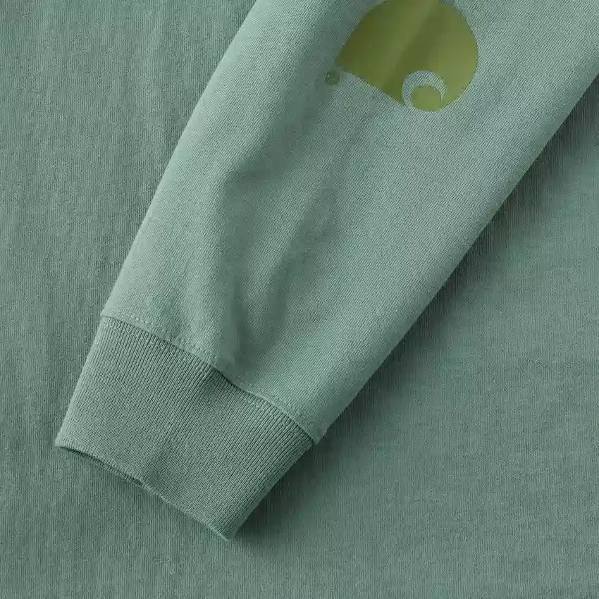 Dearborn heren T-shirt met logo, losse pasvorm, zwaar materiaal en lange armstukken