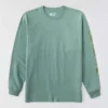 Dearborn heren T-shirt met logo, losse pasvorm, zwaar materiaal en lange armstukken