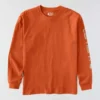 Dearborn heren T-shirt met logo, losse pasvorm, zwaar materiaal en lange armstukken