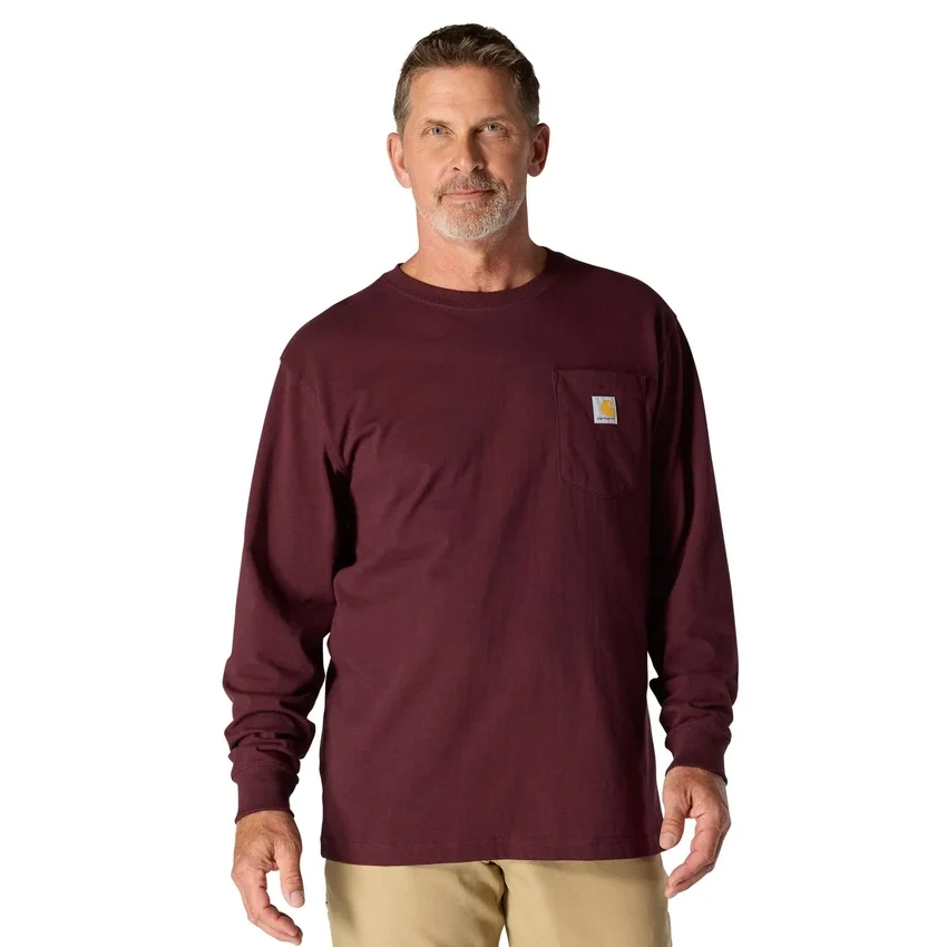 Dearborn heren-T-shirt met losse pasvorm, zware stof, lange armstukken en zak