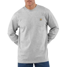 Dearborn heren-T-shirt met losse pasvorm, zware stof, lange armstukken en zak