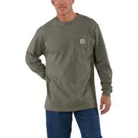 Dearborn heren-T-shirt met losse pasvorm, zware stof, lange armstukken en zak