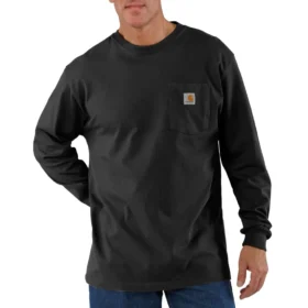 Dearborn heren-T-shirt met losse pasvorm, zware stof, lange armstukken en zak