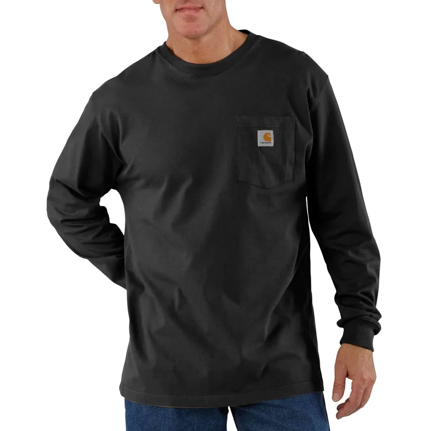 Dearborn heren-T-shirt met losse pasvorm, zware stof, lange armstukken en zak