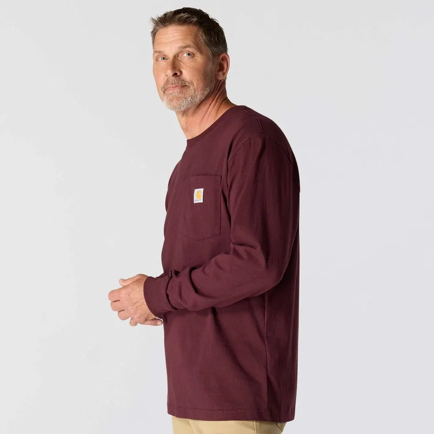 Dearborn heren-T-shirt met losse pasvorm, zware stof, lange armstukken en zak