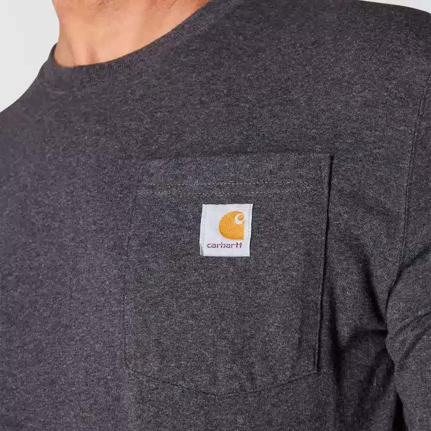 Dearborn heren-T-shirt met losse pasvorm, zware stof, lange armstukken en zak