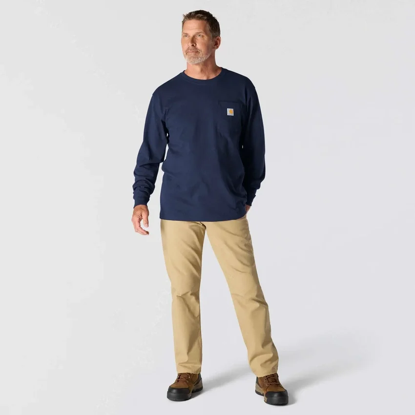Dearborn heren-T-shirt met losse pasvorm, zware stof, lange armstukken en zak