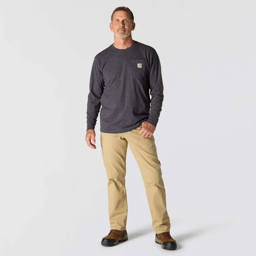 Dearborn heren-T-shirt met losse pasvorm, zware stof, lange armstukken en zak