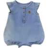 Denim Henley-romper met korte armstukken voor meisjes (baby)
