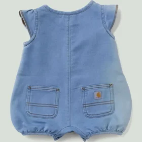 Denim Henley-romper met korte armstukken voor meisjes (baby)