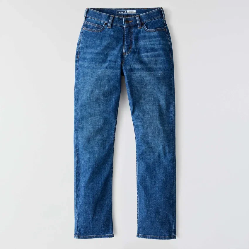 Essential stretchjeans voor dames met middelhoge taille en rechte pijpen
