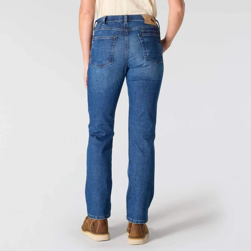 Essential stretchjeans voor dames met middelhoge taille en rechte pijpen