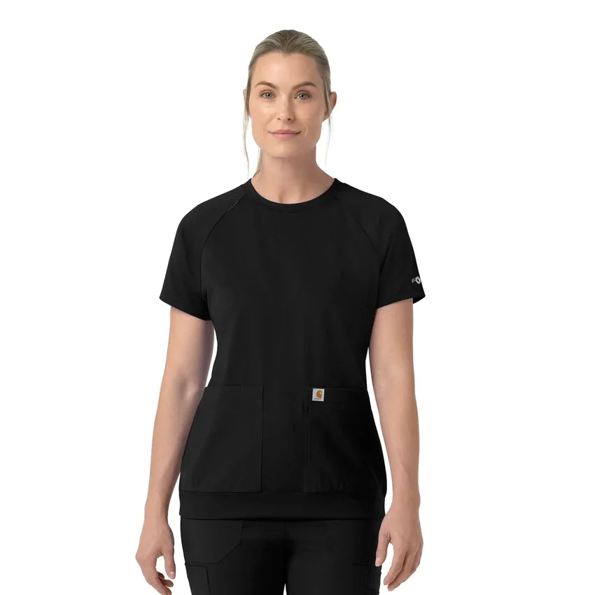 Force Cross-Flex gebreide scrubtop met ronde hals voor dames