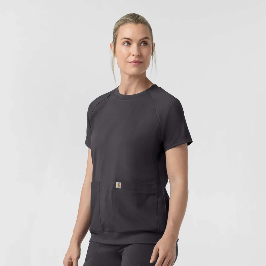 Force Cross-Flex gebreide scrubtop met ronde hals voor dames