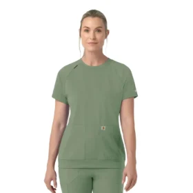 Force Cross-Flex gebreide scrubtop met ronde hals voor dames
