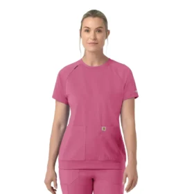 Force Cross-Flex gebreide scrubtop met ronde hals voor dames