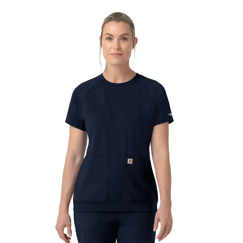 Force Cross-Flex gebreide scrubtop met ronde hals voor dames