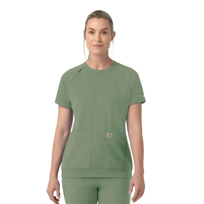 Force Cross-Flex gebreide scrubtop met ronde hals voor dames
