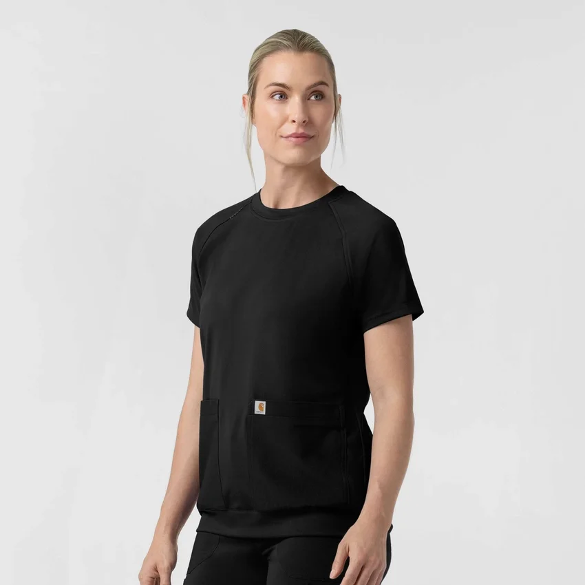 Force Cross-Flex gebreide scrubtop met ronde hals voor dames