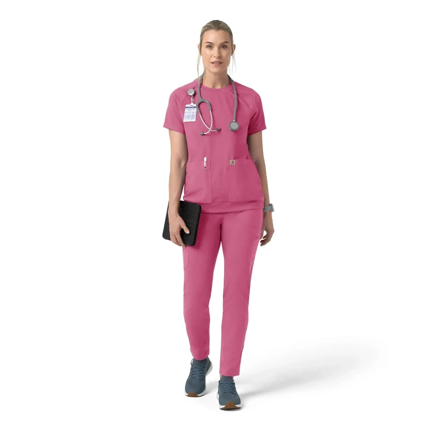 Force Cross-Flex gebreide scrubtop met ronde hals voor dames