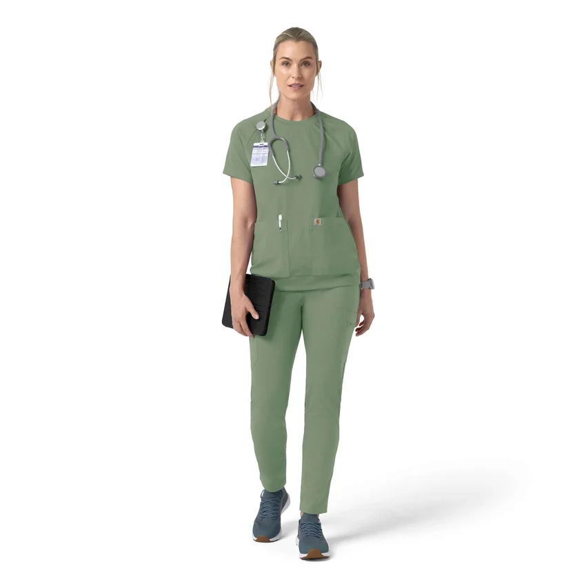 Force Cross-Flex gebreide scrubtop met ronde hals voor dames