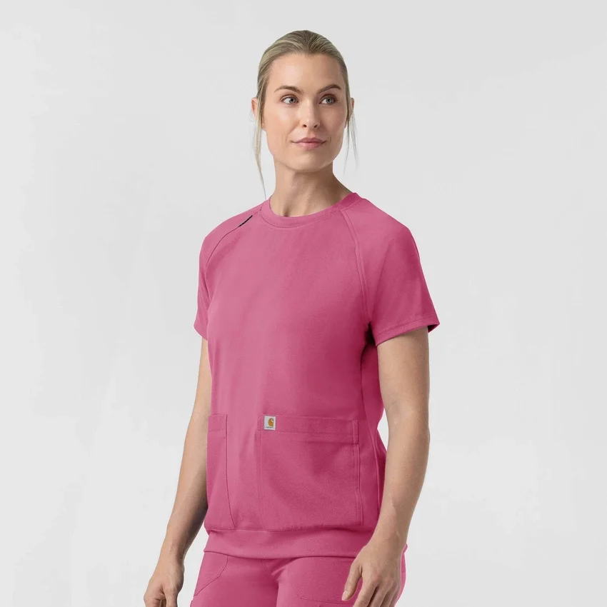 Force Cross-Flex gebreide scrubtop met ronde hals voor dames