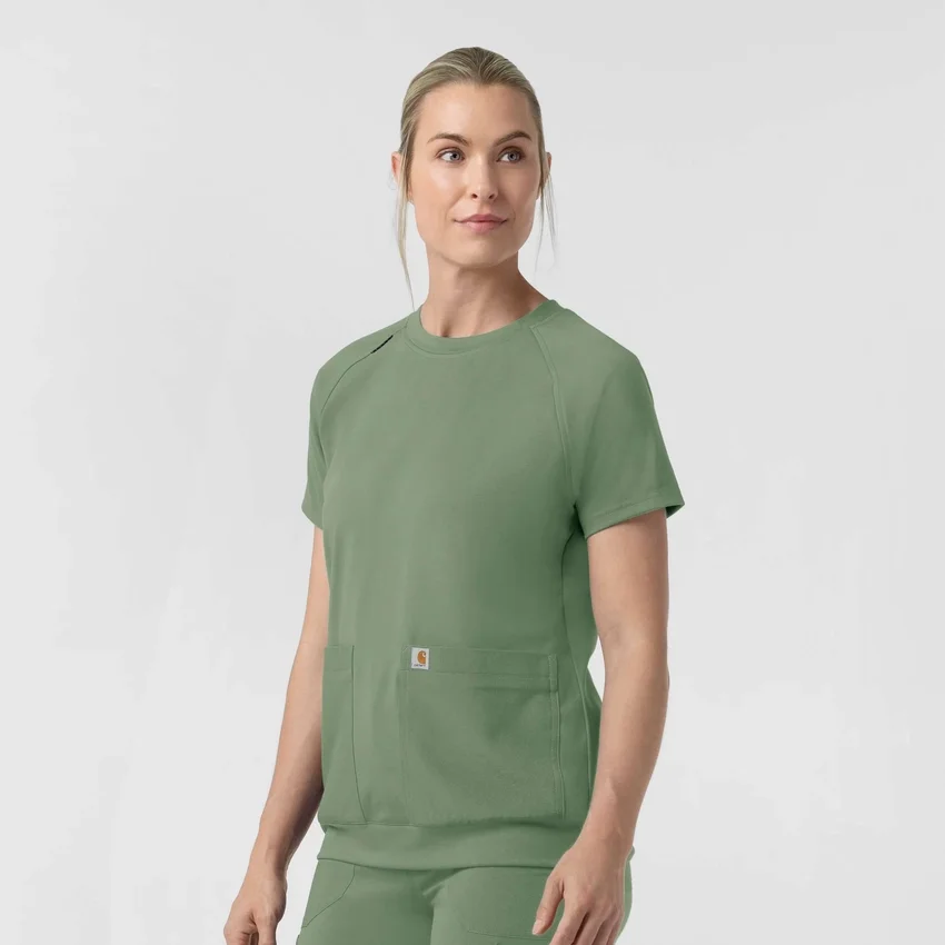 Force Cross-Flex gebreide scrubtop met ronde hals voor dames