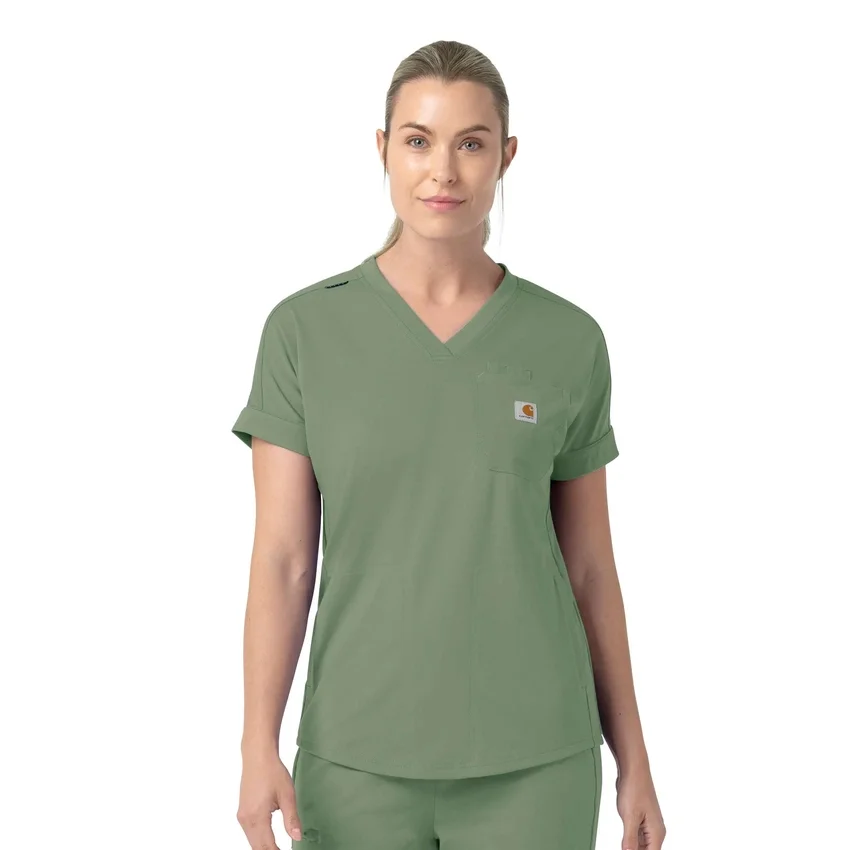 Force Cross-Flex gebreide scrubtop met V-hals voor dames