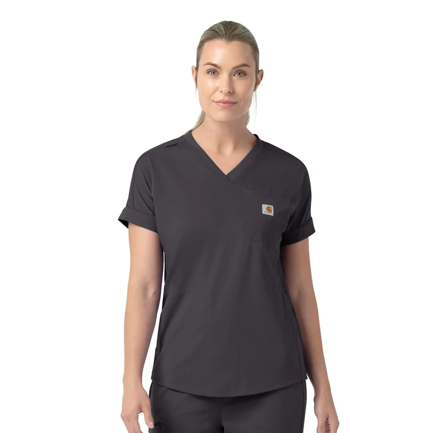 Force Cross-Flex gebreide scrubtop met V-hals voor dames