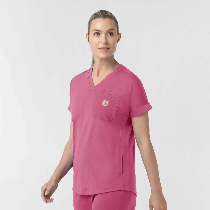 Force Cross-Flex gebreide scrubtop met V-hals voor dames