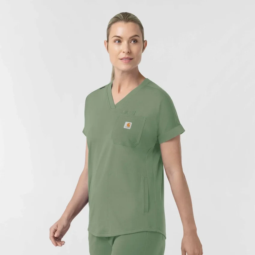 Force Cross-Flex gebreide scrubtop met V-hals voor dames