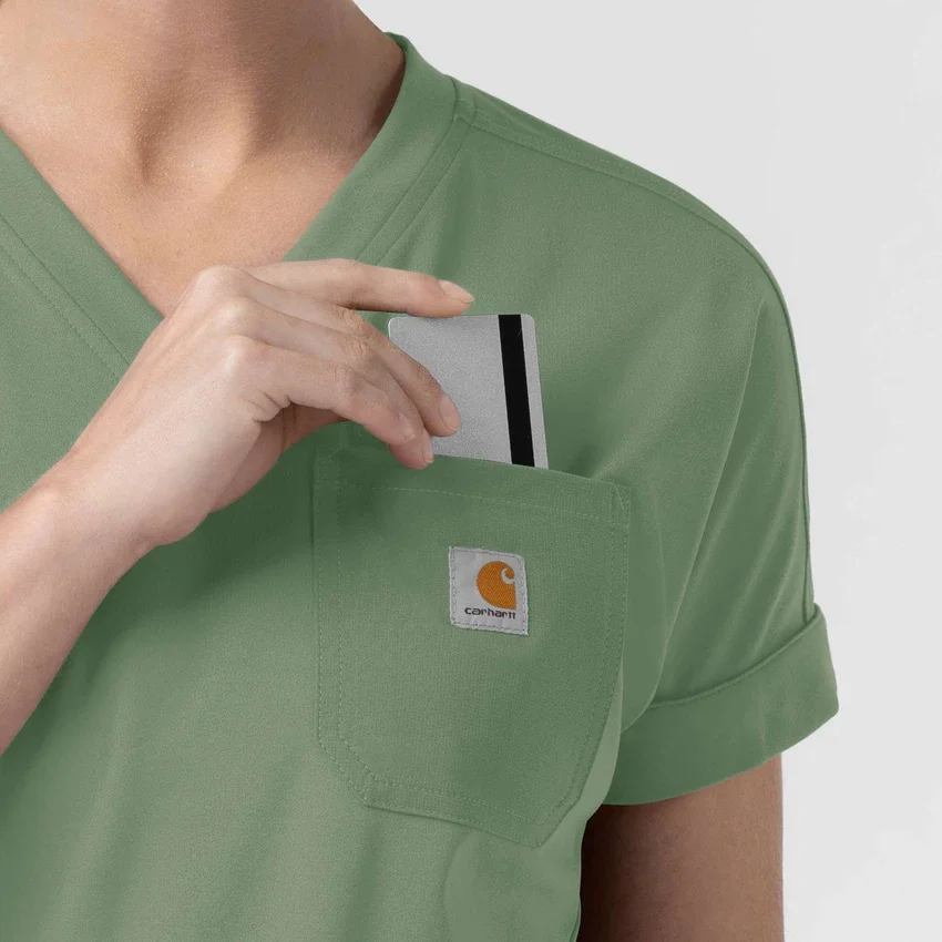 Force Cross-Flex gebreide scrubtop met V-hals voor dames