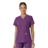 Force Essentials-scrubtop met V-hals en gebreide panelen voor dames