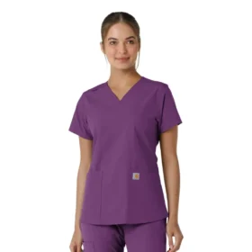 Force Essentials-scrubtop met V-hals en gebreide panelen voor dames
