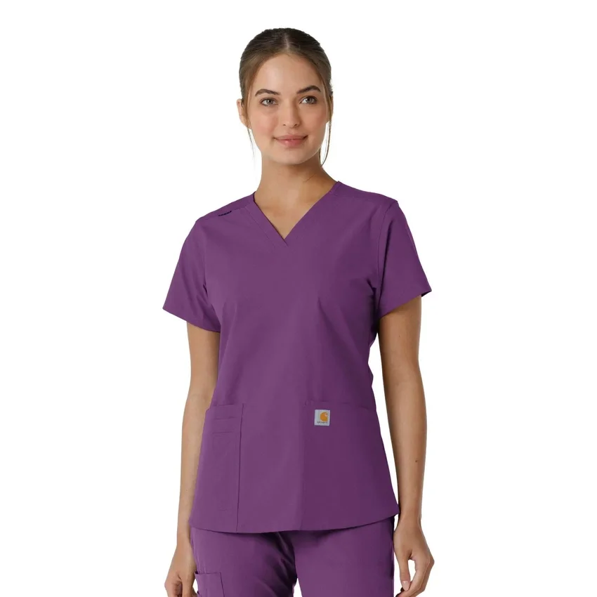 Force Essentials-scrubtop met V-hals en gebreide panelen voor dames