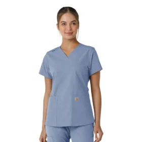 Force Essentials-scrubtop met V-hals en gebreide panelen voor dames