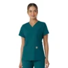 Force Essentials-scrubtop met V-hals en gebreide panelen voor dames